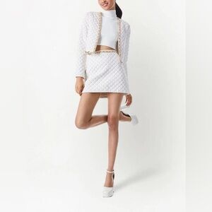 NWT Alice + Olivia Riely Quilted Vegan Leather Studded  w/ Chain Accent Skirt 6